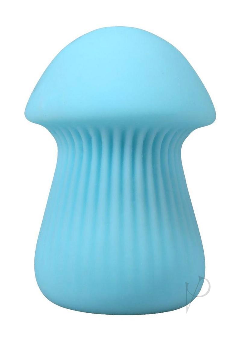 Mochi Ultraskyn Mini Stroker Blue, a compact and textured pleasure device shaped like a mushroom.