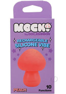 Mochi Mushroom Vibe Silicone Rechargeable Vibrator Orange packaging featuring a peach-colored mushroom design.