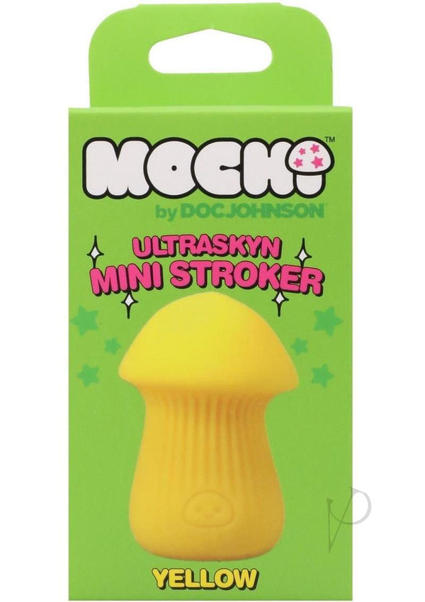 Mochi Ultraskyn Mini Stroker Yellow packaging featuring a playful mushroom design.