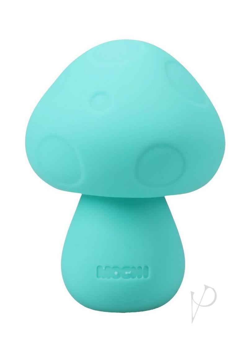 Mochi Mushroom Vibe Silicone Rechargeable Vibrator Teal in a cute mushroom shape, designed for intense pleasure.