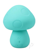 Mochi Mushroom Vibe Silicone Rechargeable Vibrator Teal, teal mushroom-shaped vibrator with a smooth silicone finish.