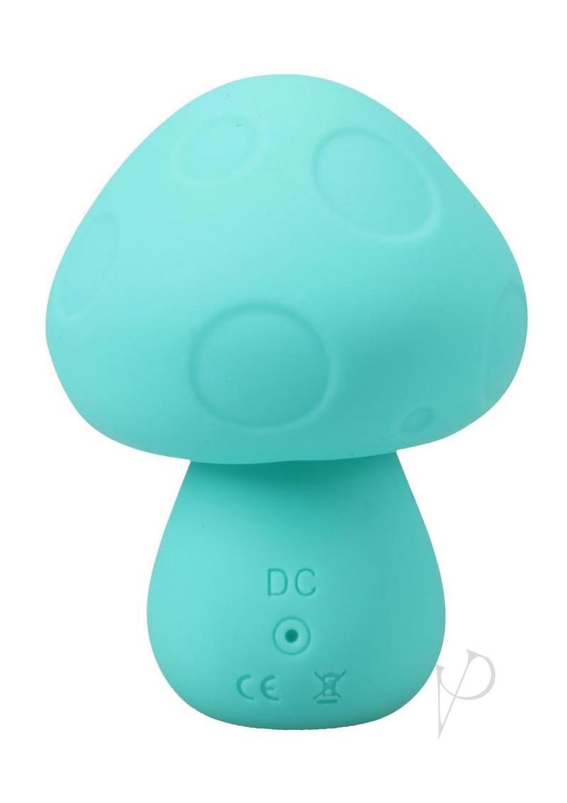Mochi Mushroom Vibe Silicone Rechargeable Vibrator Teal, teal mushroom-shaped vibrator with a smooth silicone finish.