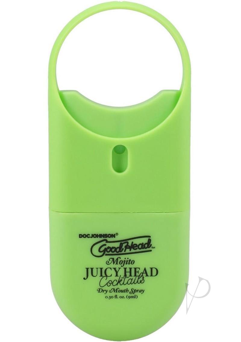 GoodHead Juicy Head to Go Cocktails Mojito Dry Mouth Spray in a vibrant green container.