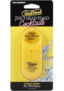GoodHead Juicy Head to Go Cocktails Lemon Drop Dry Mouth Spray packaging with lemon drop flavor details.