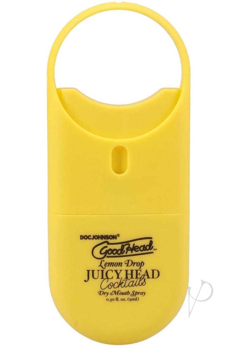 GoodHead Juicy Head to Go Cocktails Lemon Drop Dry Mouth Spray in yellow packaging for freshening breath.