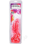 Crystal Jellies Mythical Invader Dildo Pink in packaging, 8.5 inches long, bold fantasy-inspired design.