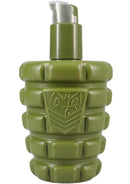 Fort Troff Cum Lube in Grenade Bottle 10 Oz, rugged green grenade-style lubricant bottle for intense sessions.