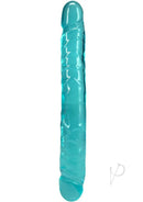 Crystal Jellies Jr Double Dildo 12 inches Teal displayed in a vibrant teal color for flexible pleasure.