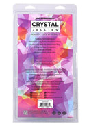 Crystal Jellies Realistic Dildo with Balls 8 inches Teal packaging with colorful design and product details.