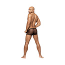 Male Power Heart Breaker Mini Short Black L model showcasing the sheer design from the back view, highlighting style and comfort.