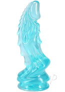 Crystal Jellies Mythical Invader Dildo Teal with an alien-inspired design in a translucent teal color.