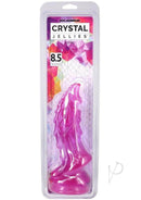 Crystal Jellies Mythical Invader Dildo Purple packaging showcasing its unique alien-style design and dimensions.