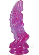 Crystal Jellies Mythical Invader Dildo Purple with unique alien-style shape and ridges, designed for stimulating sensations.