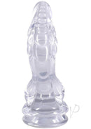 Crystal Jellies Mythical Invader Dildo Clear showcasing its unique phallic shape and textured design.