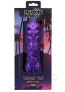 Polynesian Uhane Ino Spirit Idol Vibrating Dildo with Remote Control packaging design featuring a purple sculptural idol.