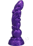 Polynesian Uhane Ino Spirit Idol Vibrating Dildo with Remote Control side view in vibrant purple color.