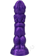 Polynesian Uhane Ino Spirit Idol Vibrating Dildo with Remote Control in purple, showcasing intricate Polynesian-inspired design.