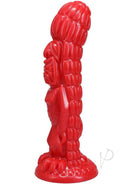 Polynesian Ula Make Fire Idol Vibrating Dildo with Remote Control in bold red color and unique sculptural design.