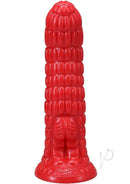 Polynesian Ula Make Fire Idol Vibrating Dildo with Remote Control in vibrant red color, showcasing unique sculptural design.