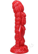 Polynesian Ula Make Fire Idol Vibrating Dildo with Remote Control in a bold red sculptural design.