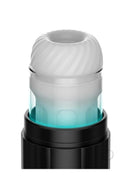 Kaotik Labs Shockwave App Control Masturbator Black Blue close-up view showing the unique design and interactive features.