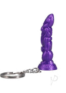Polynesian Ti-Key Chains Uhane Ino Spirit Idol Purple keychain with intricate designs and a bold purple color.