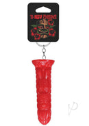 Polynesian Ti-Key Chains Ula Make Fire Idol Red keychain on packaging showcasing vibrant design.