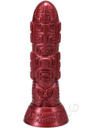Polynesian Lele Lele Air Idol Vibrating Dildo with Remote Control in bold red color and intricate design.