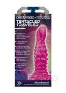 Vac-U-Lock Fantasy Fuckers Tentacle Travel Silicone Dildo Pink packaging with features and usage information.