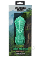 Polynesian Mala Ma ona Earth Idol Vibrating Dildo with Remote Control in packaging against a scenic background.