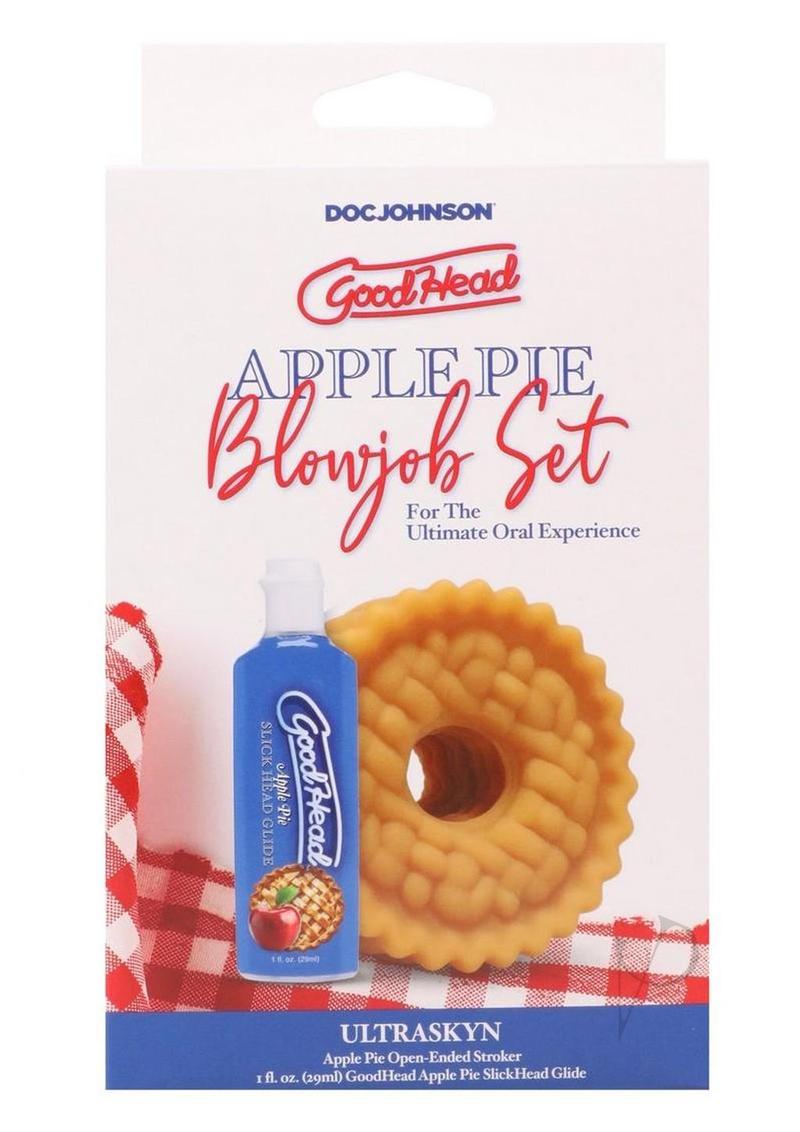Goodhead Apple Pie Blow Job Set featuring apple pie stroker and flavored glide for ultimate oral experience.