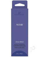 Intimate Enhancements Numb Anal Numbing Spray 2 Oz packaging, designed for comfortable backdoor play and odorless use.