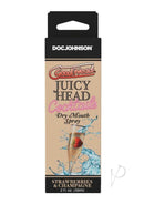 GoodHead Juicy Head Cocktails Dry Mouth Strawberries & Champagne spray packaging with strawberries and champagne design.