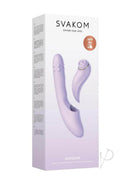 Svakom DuoGlow Rechargeable Dual Vibrator Lavender packaging showcasing its innovative design and features.