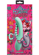 Polynesian Pleasures Into The C Kakui Me Kelp Green vibrator in vibrant packaging with mermaid and floral designs.