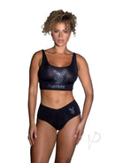 Playboy Bling Bunny Lounge Set 2 Piece Large XL Black Silver featuring a cropped tank and hip hugger bottom.