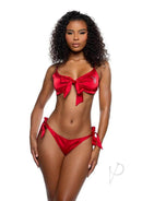 Playboy Bow Bunny Lounge Set 2 Piece Large XLarge Red featuring a model in a red satin bow bikini.