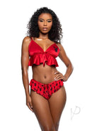Playboy Flutter Bunny Lounge Set 2 Piece S M Red model wearing stylish red bralette and matching bottom with playful branding.