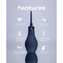 Du Douche Midnight features medical-grade silicone bulb, easy to wash, BPA-free components, flexible tips for comfort.