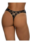 Playboy Shimmer Bunny Thong Small Medium Black with signature Bunny logo in a sleek transparent design.