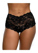 Playboy Sweet Cheeks Bunny Panty OS Black showcasing sheer lace design and comfortable fit, perfect for flirty style.