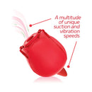 Wild Rose and Tongue Sucking and Licking Vibrator Red with suction and vibration speeds.