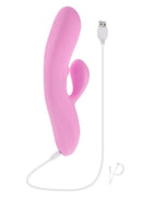 Evolved Push the Button G-Spot Rabbit Vibrator Pink with USB charging cable.
