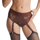 Strap-On-Me Diva Lingerie Harness Chocolate XL showcasing lace design and strap details for stylish strap-on play.