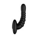 Forto Ribbed Pro Silicone Vibrating Anal Massager Black features textured ribbed surface and ergonomic design.