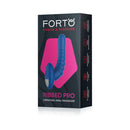 Forto Ribbed Pro Silicone Vibrating Anal Massager Blue packaging showcasing its sleek design and ribbed texture.