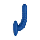 Forto Ribbed Pro Silicone Vibrating Anal Massager Blue, ergonomic blue anal massager with ribbed texture for personalized stimulation.