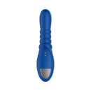 Forto Ribbed Pro Silicone Vibrating Anal Massager Blue with textured surface and ergonomic design.