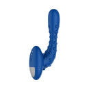 Forto Studded Pro Silicone Vibrating Anal Massager Blue showcasing its ergonomic design and textured surface.