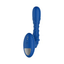 Forto Studded Pro Silicone Vibrating Anal Massager Blue showing its ergonomic shape and textured surface.